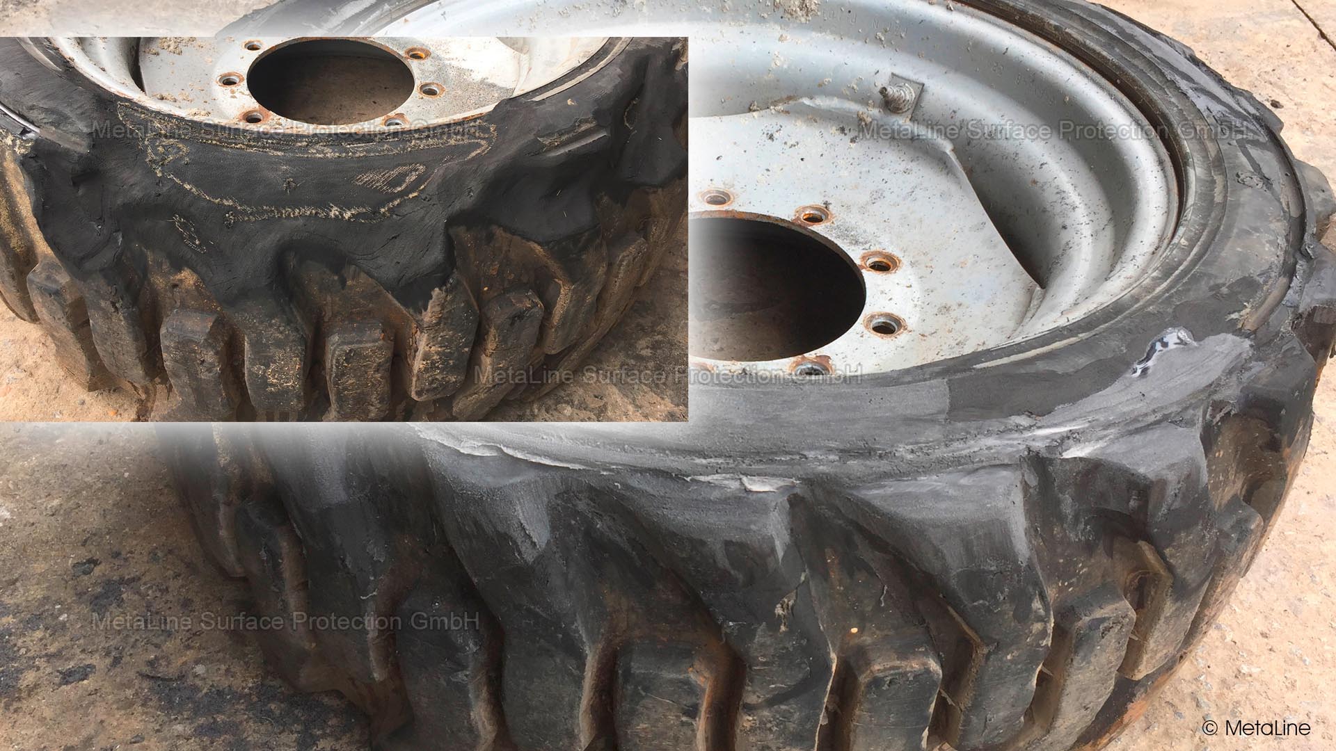 Solid tire repair - the extent to which you carry out repairs is at your discretion. However, possible damage to the static stability must be checked beforehand. We are repair specialists and not sellers of adhesives!