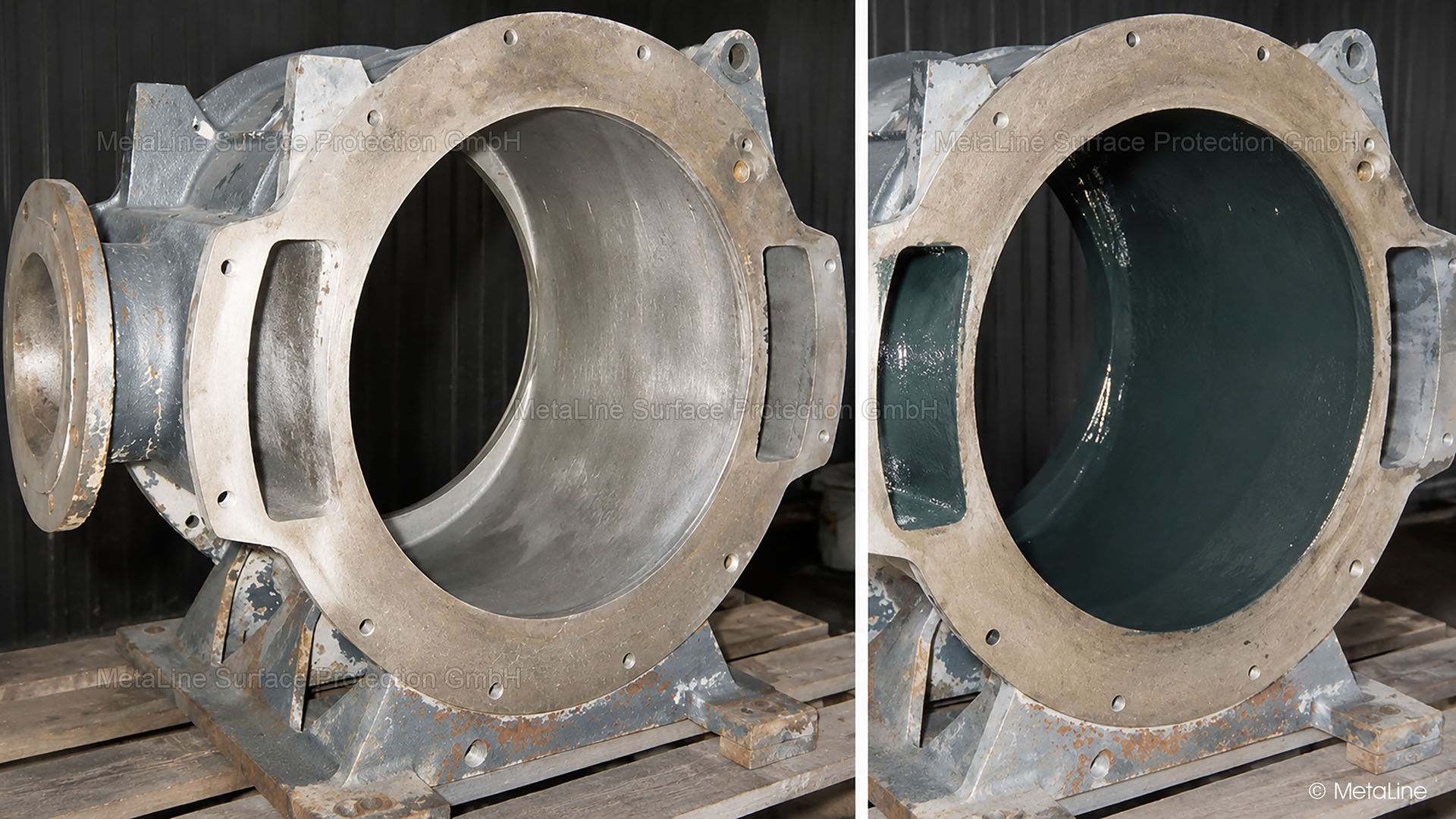 Revêtement de la pompe à vide - après le revêtement intérieur du corps avec la céramique de réparation MetaLine KXL. Ce qui distingue nos matériaux de réparation des autres sur le marché, c'est le fait que nous transformons ces matériaux pour vous ou du moins que nous vous assistons dans l'application pratique. Une bonne approche pour une bonne solution !