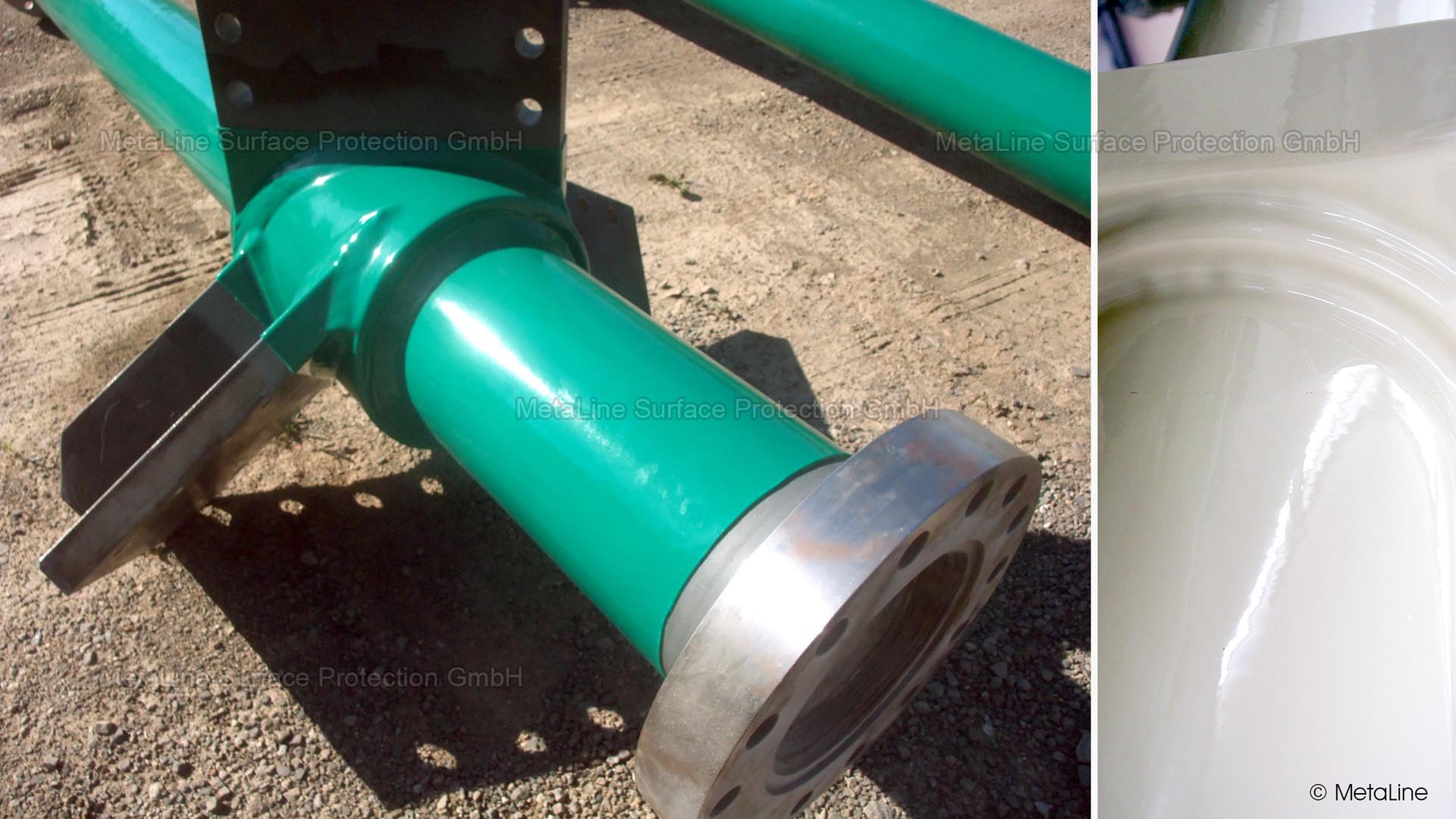 Recubrimiento protector para mezcladoras: MetaLine 785 protege este eje macizo del agitador, utilizado en el sector minero, contra la pérdida rápida de material. Su excelente resistencia a los impactos es un argumento de calidad decisivo en los recubrimientos para mezcladoras. De lo contrario, en algún momento se desprenderá . . .