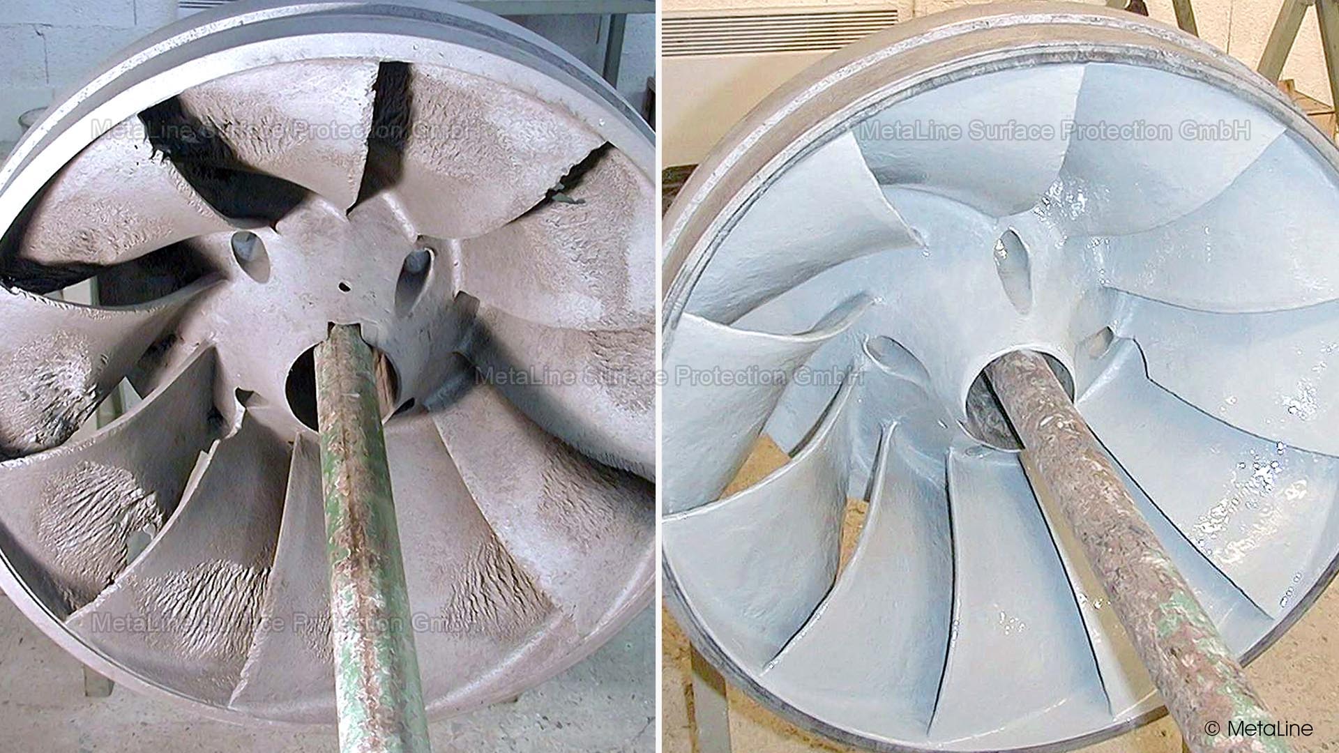 Francis impeller repaired with MetaLine Ceramic Repair Compound KXL