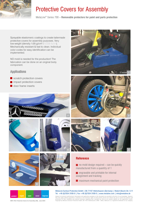 Protective Covers for Assembly: Removable protectors for paint and parts protection