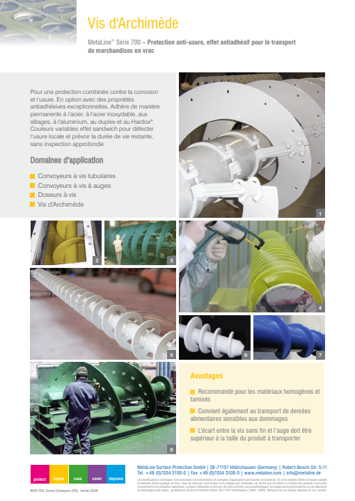 Vis de Archimède: Protection anti-usure, effet antiadhésif pour le transport  de marchandises en vrac