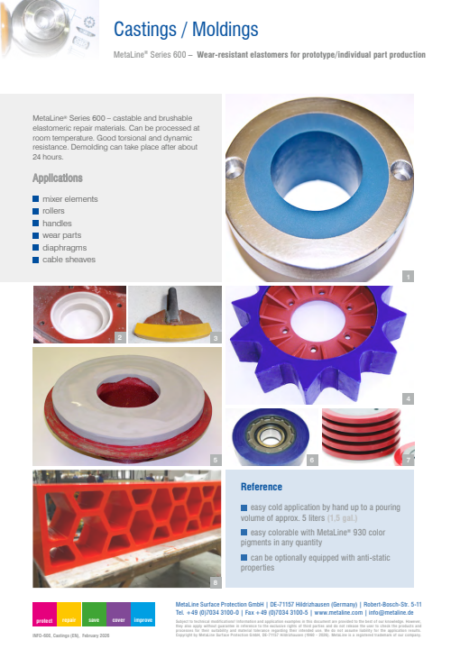 Castings / Moldings: Wear-resistant elastomers for prototype/individual part production