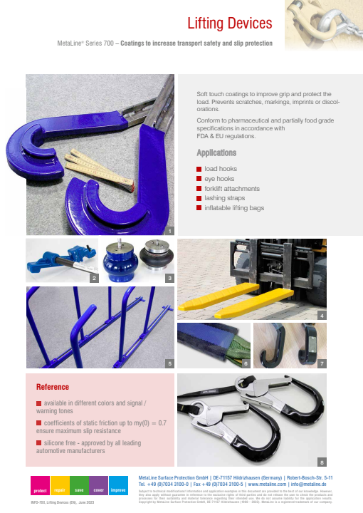 Lifting Devices: Coatings to increase transport safety and slip protection