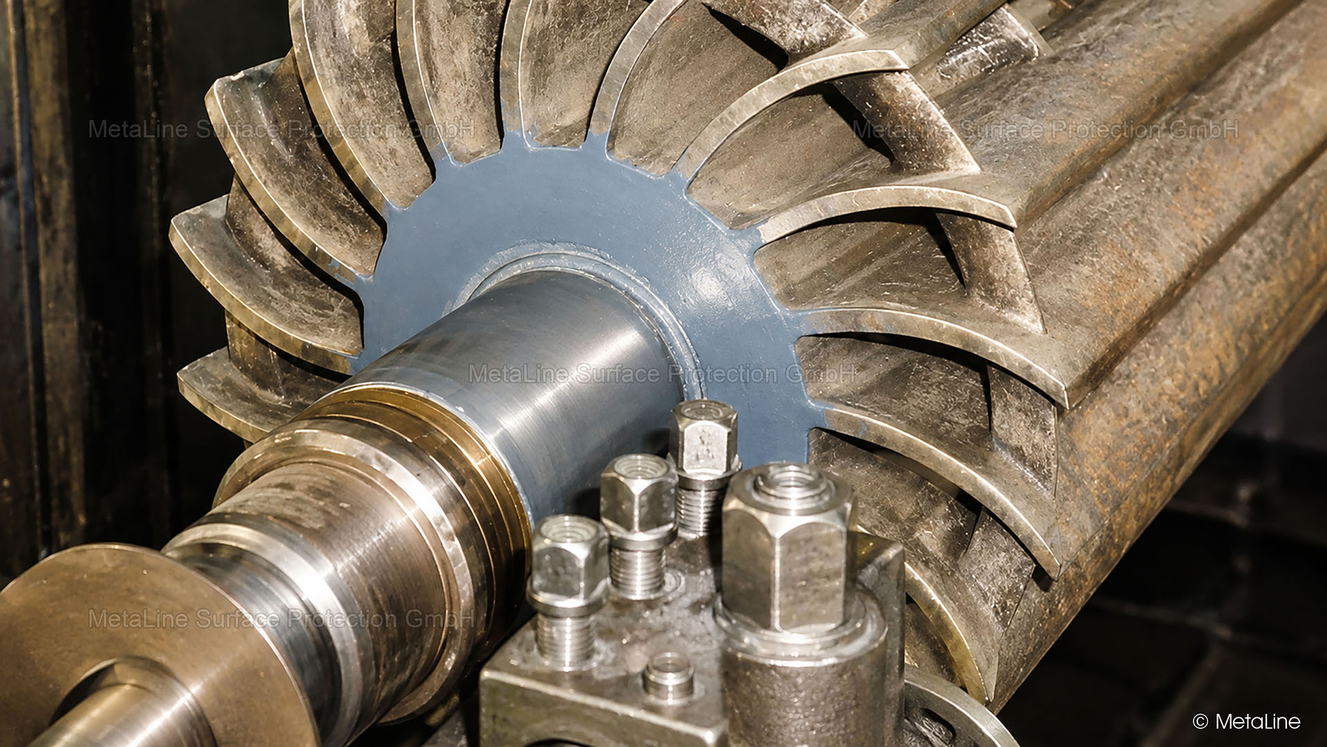 Zona cerâmica de mancal reparada com Cerâmica de reparação MetaLine SXL