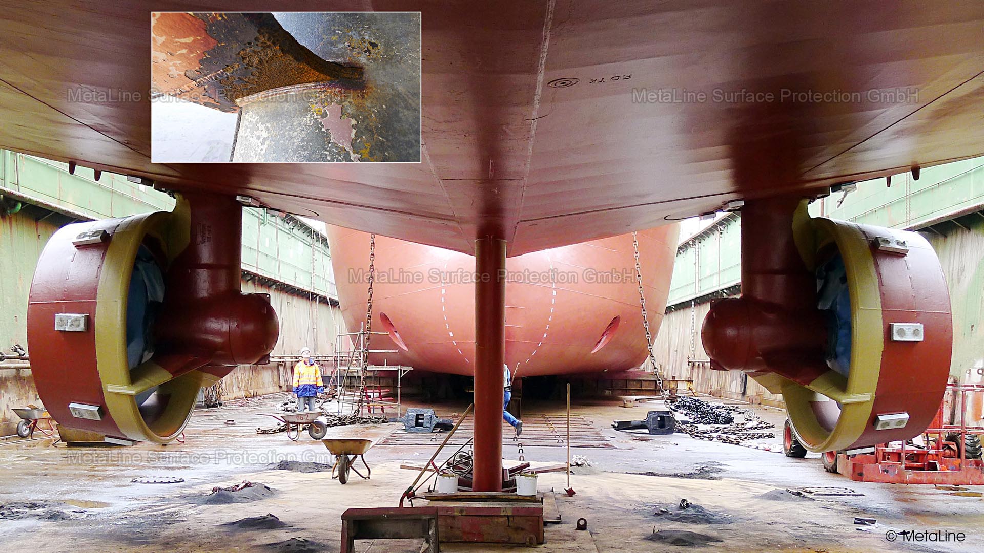 Ruderpropeller Düsenbeschichtung
