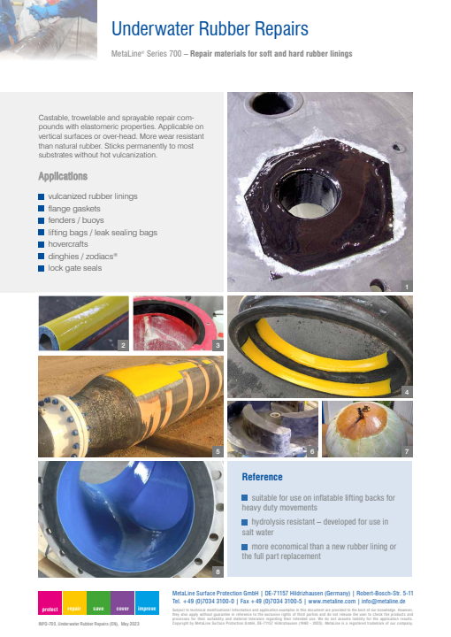 Underwater Rubber Repairs: Repair materials for soft and hard rubber linings