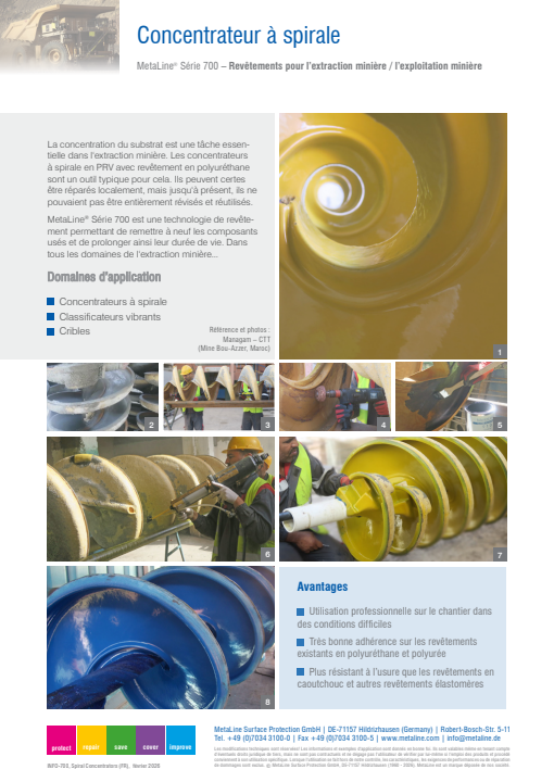 Concentrateur à spirale: Revêtements pour l’extraction minière / l’exploitation minière