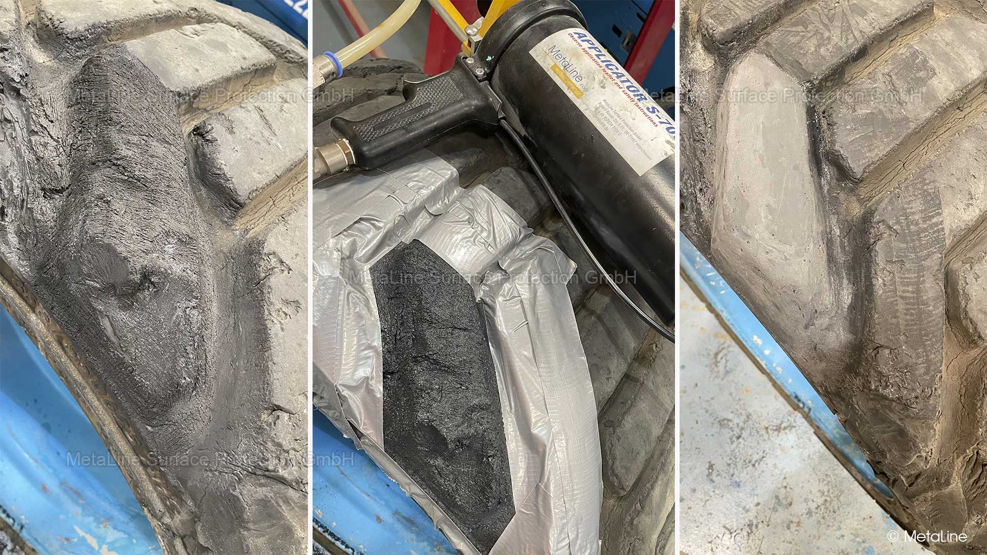 Tire repair - The MetaLine process is suitable for repairing partial damage. But not to fundamentally reinforce the strength of overloaded tires. Every technology has its limits . . .