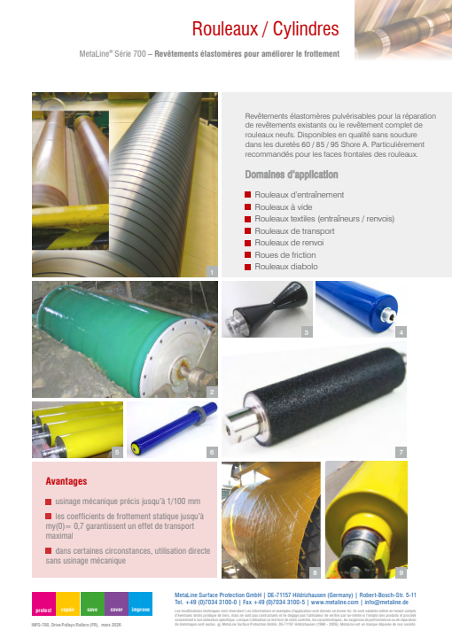 Rouleaux / Cylindres: Revêtements élastomères pour améliorer le frottement
