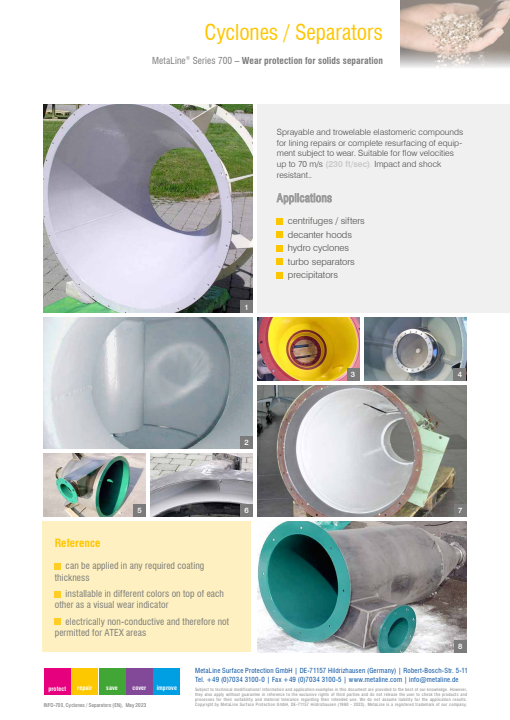 Cyclones / Separators: Wear protection for solids separation