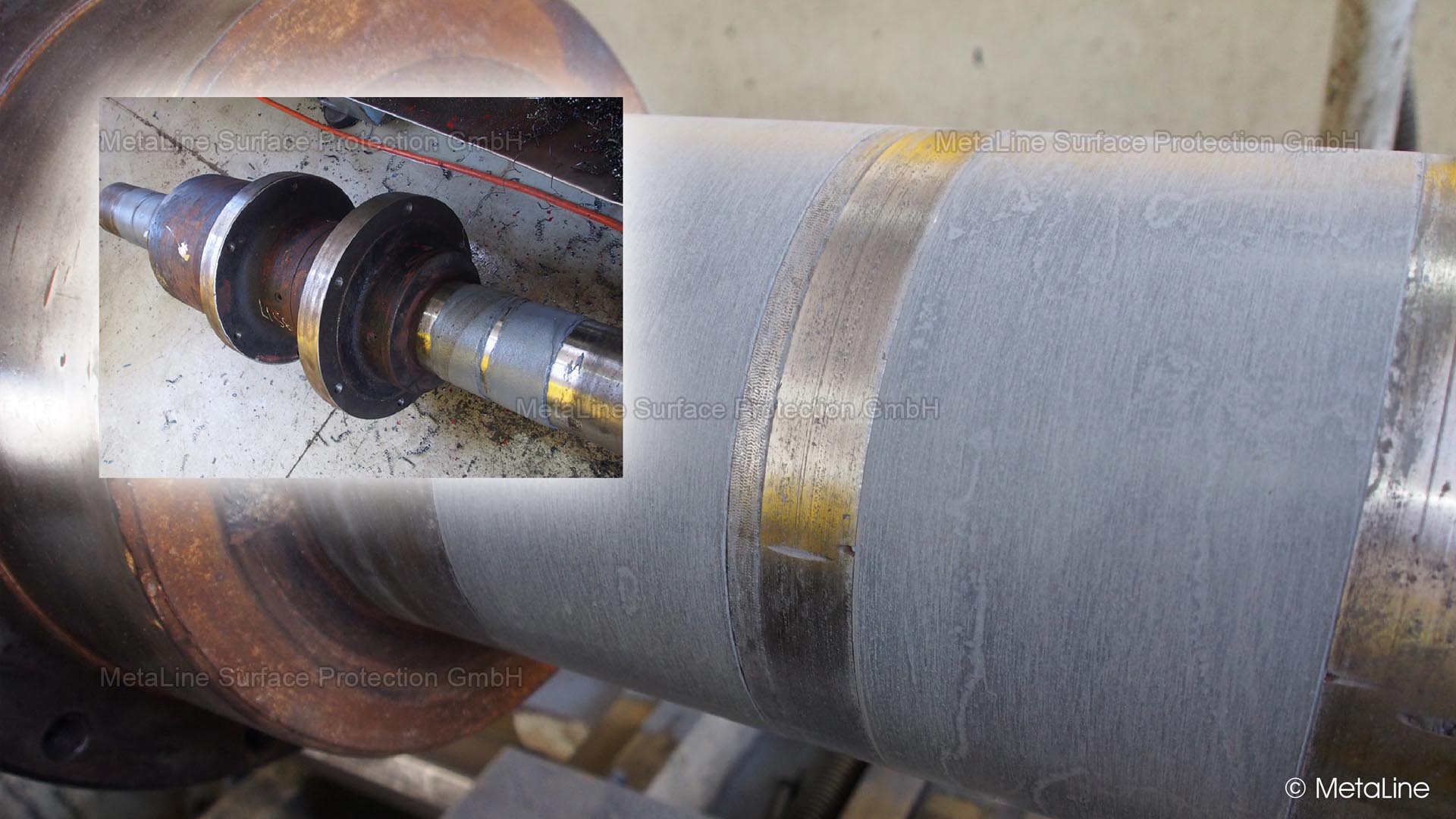 Керамическое покрытие - ремонт оси с помощью MetaLine repair ceramic SXL. Электроизоляция и, следовательно, отсутствие фреттинг-коррозии