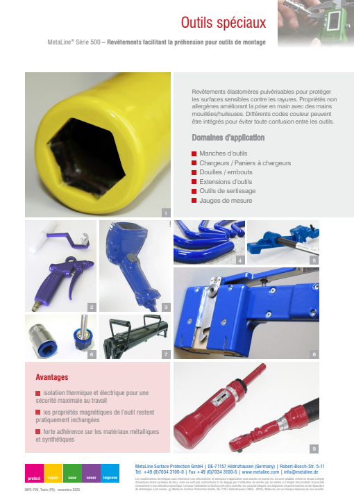 Outils spéciaux: Revêtements tactiles pour outils destinés à la protection lors du montage