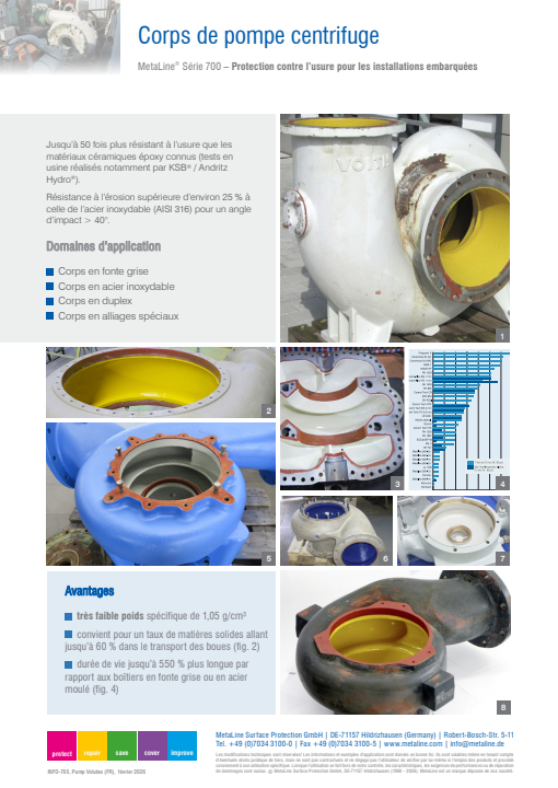 Corps de pompe centrifuge: Protection contre l’usure pour les installations embarquées