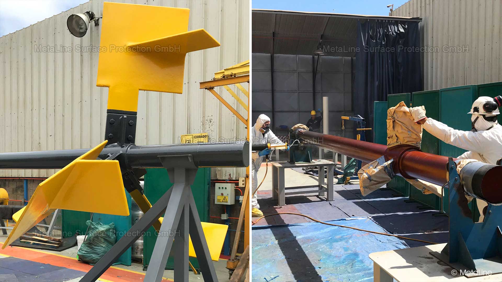 Revêtement de protection pour agitateur - en cas de nécessité MetaLine Série 785 peut aussi être appliqué à l'extérieur - ce n'est pas un endroit optimal mais techniquement possible ! Mais veuillez nous contacter auparavant si vous souhaitez réaliser un tel projet !