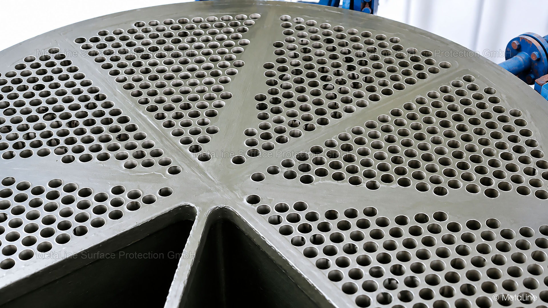 Electrically insulating ceramic protective coating on this heat exchanger inside a German sugar manufacturing plant