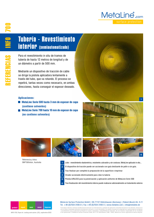 Serie 700: Tubería (revestimiento semiautomatizado)