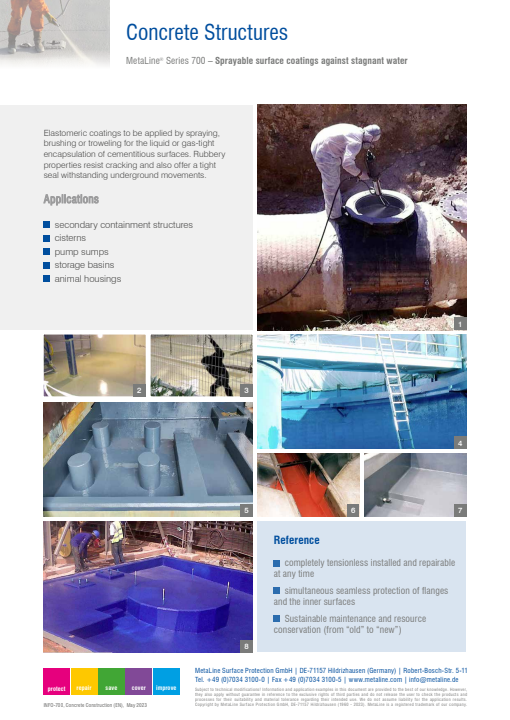 Concrete Structures: Sprayable surface coatings against stagnant water