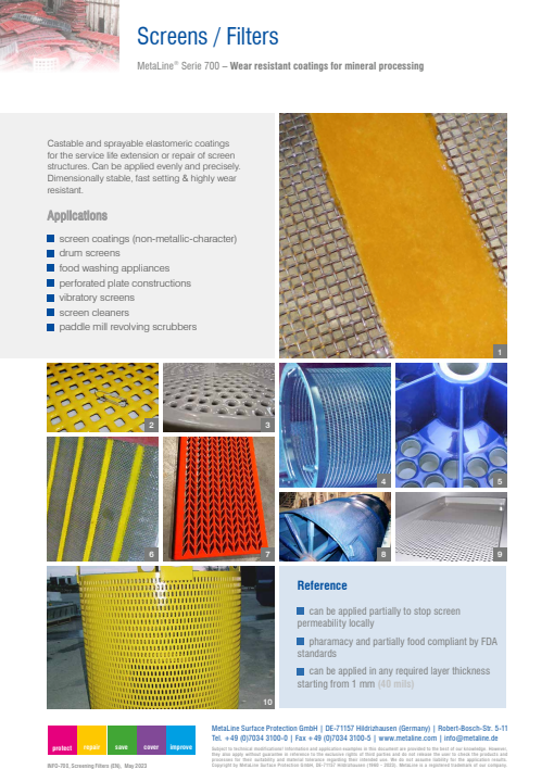Screens / Filters: Wear resistant coatings for mineral processing