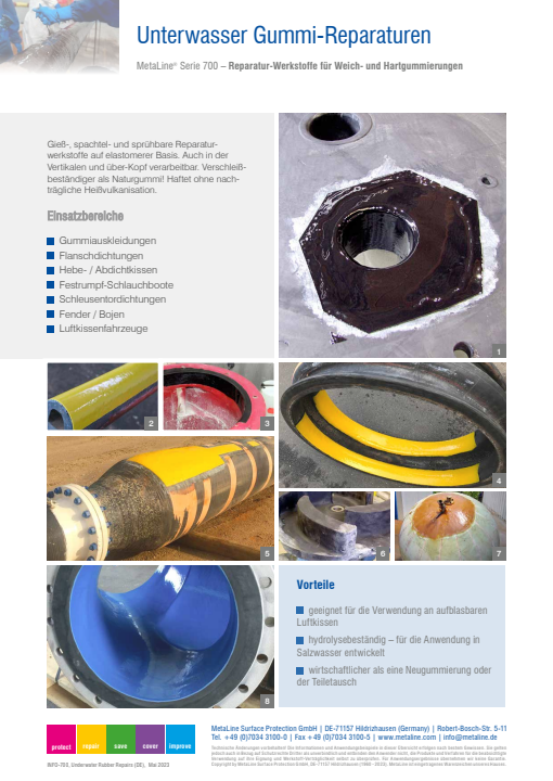 Unterwasser Gummi-Reparaturen: Reparatur-Werkstoffe für Weich- und Hartgummierungen