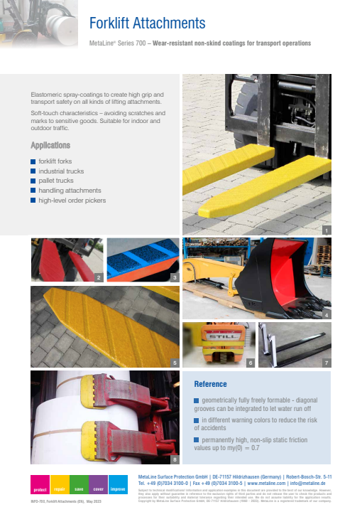 Forklift Attachments: Wear-resistant non-skind coatings for transport operations