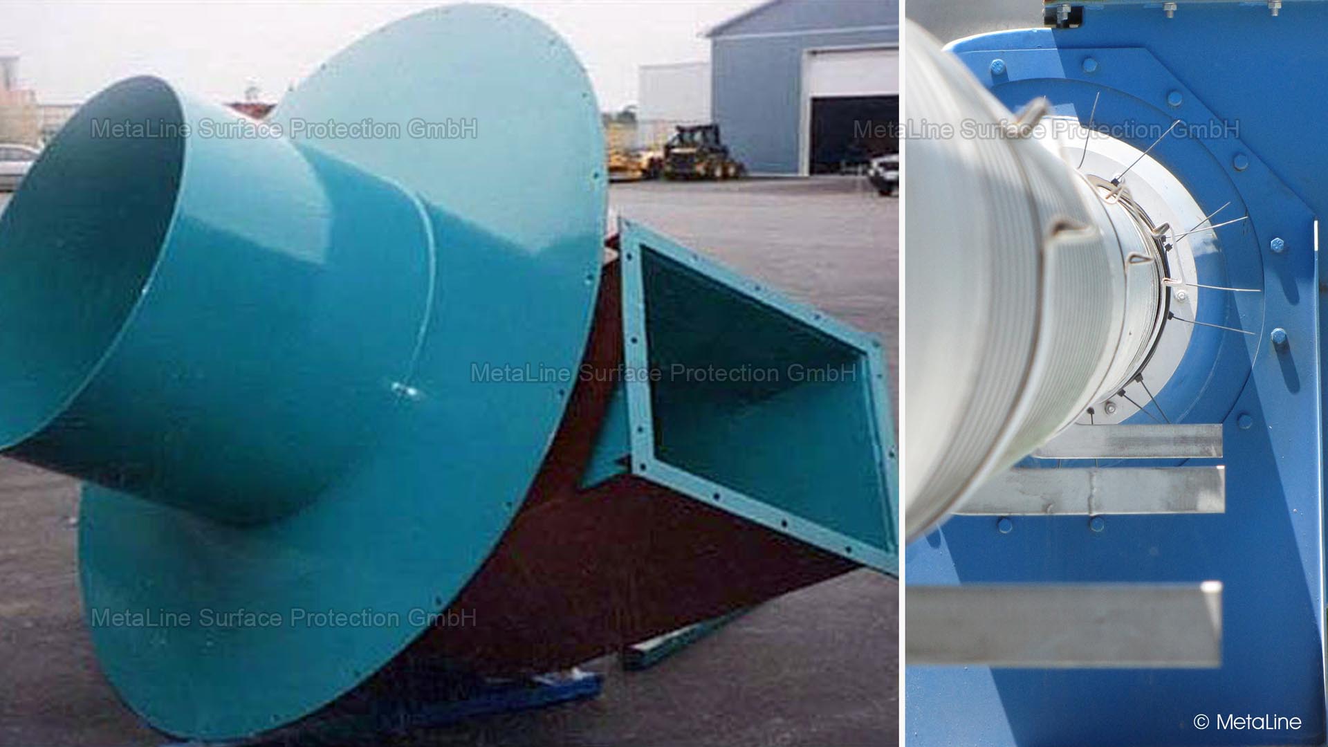 Cyclone lining - MetaLine 700 series wear protection elastomers are extremely resistant. But above 80°C (175 °F) air or solids temperature we advise against them due to the thermal load. You have to know your limits and talk about them - that's what makes a good supplier!