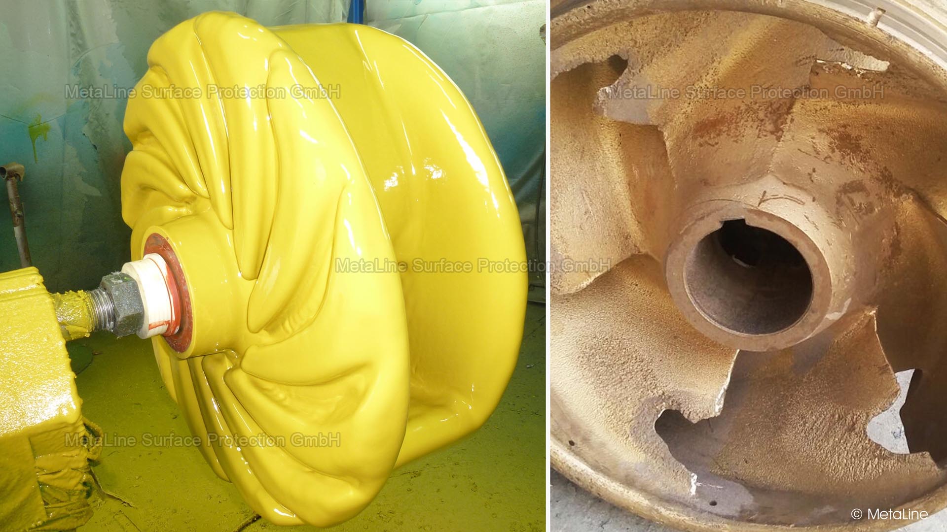 Revestimiento de bombas de succión de excavadoras - uno de los principios fundamentales de MetaLine es la conservación de los recursos. En este caso, una desgastada hélice de draga de succión ha recibido una nueva vida con MetaLine 785 de 18 mm. Funciona - siempre que la filtración esté en orden y no se aspiren grandes piedras