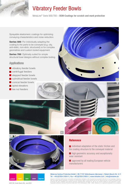 Vibratory Feeder Bowls: OEM-Coatings for scratch and mark protection