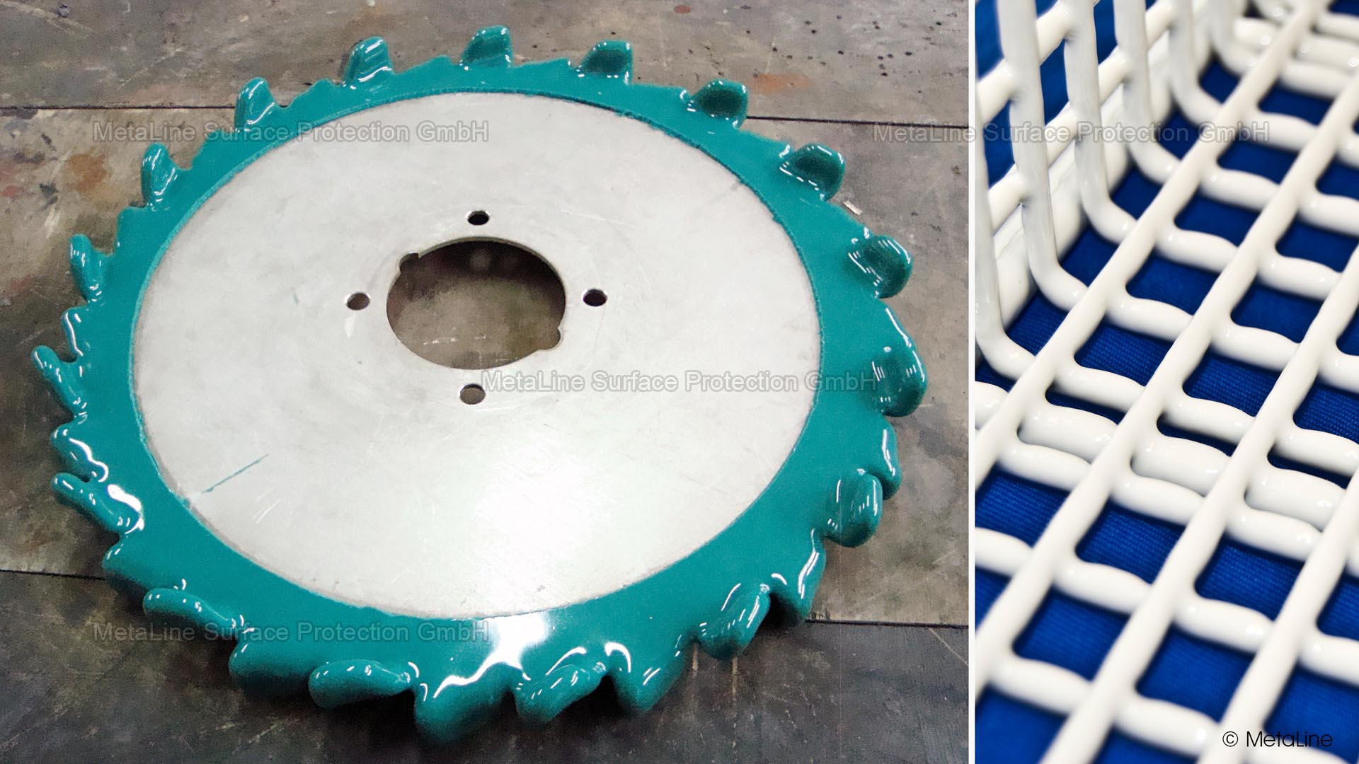 Anilha de arrasto, revestida com MetaLine 785, em conformidade com FDA. A excelente fricção garante o arrasto constante das embalagens transportadas