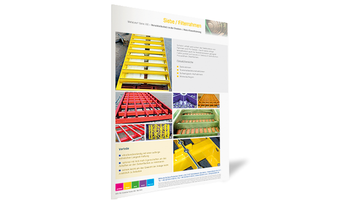 Screening Frames / Filters: Wear protection in dry / wet classification